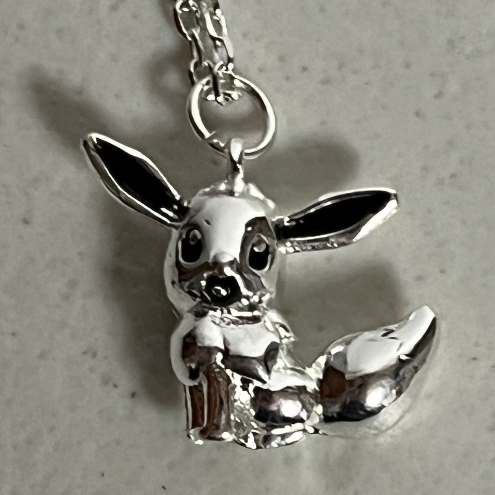 Evee Pokemon Charm Pendant Adjustable Necklace Anime Chain Jewelry Pokie Silver